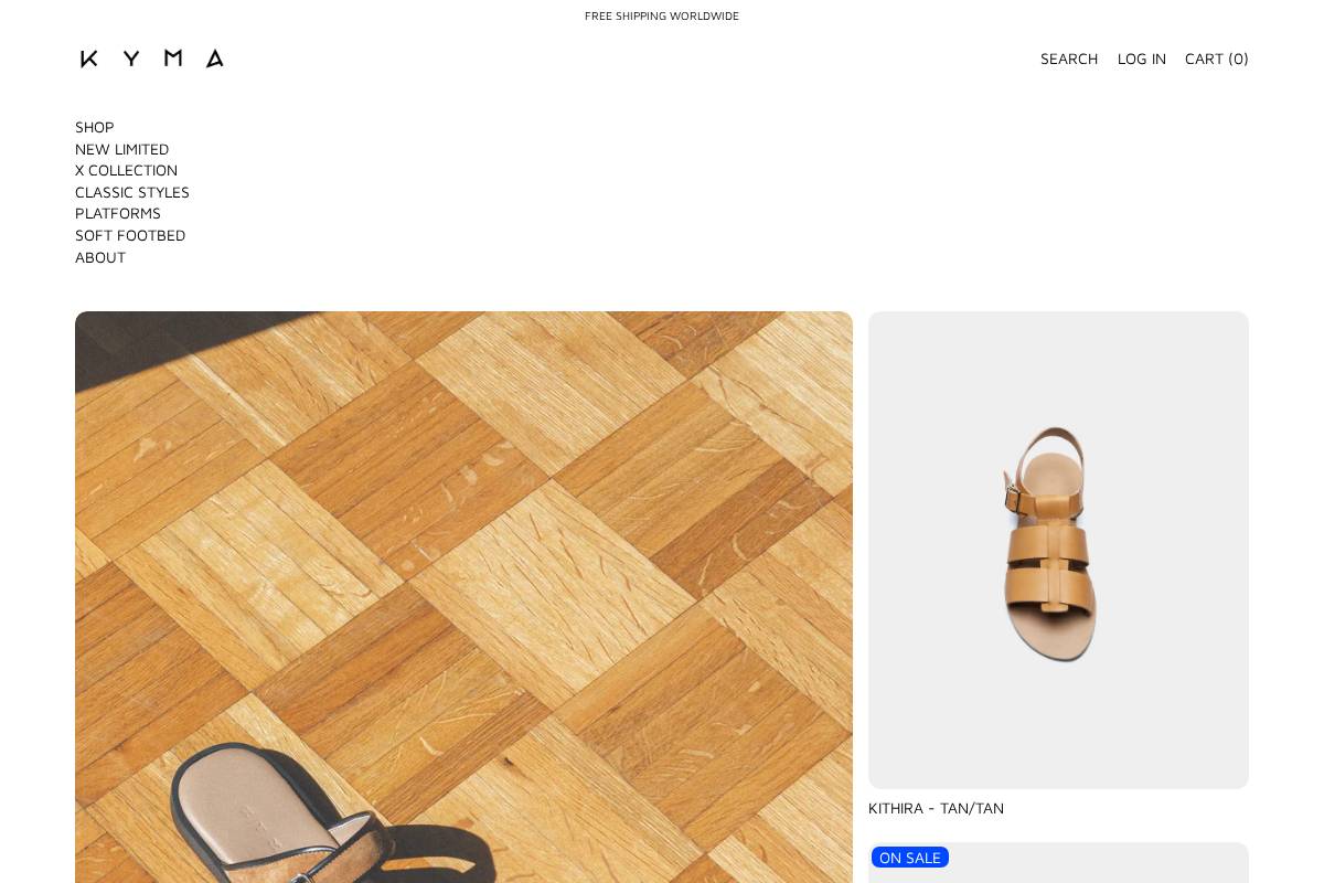 kymasandals.com homepage screenshot