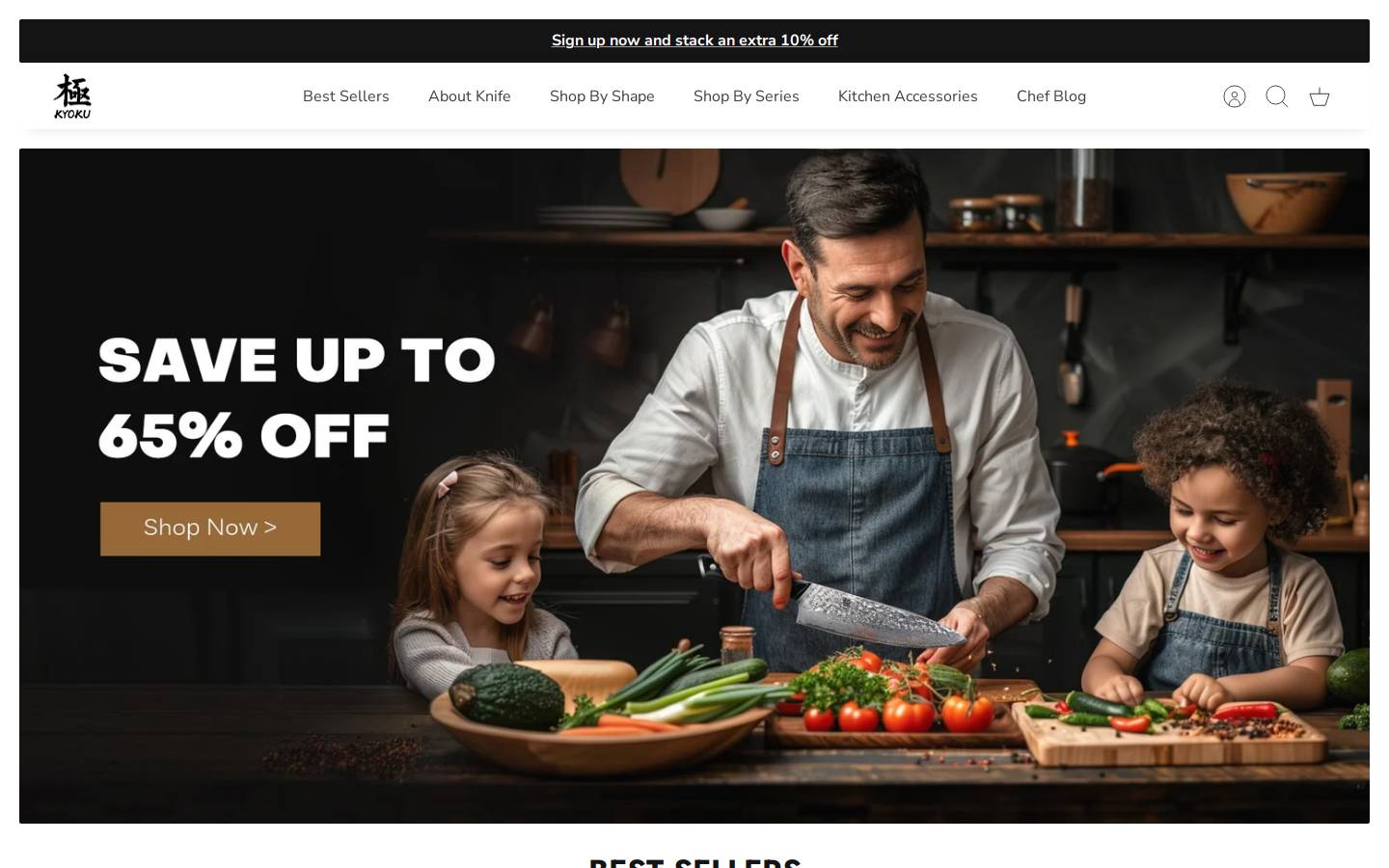 Kyoku Knives homepage screenshot