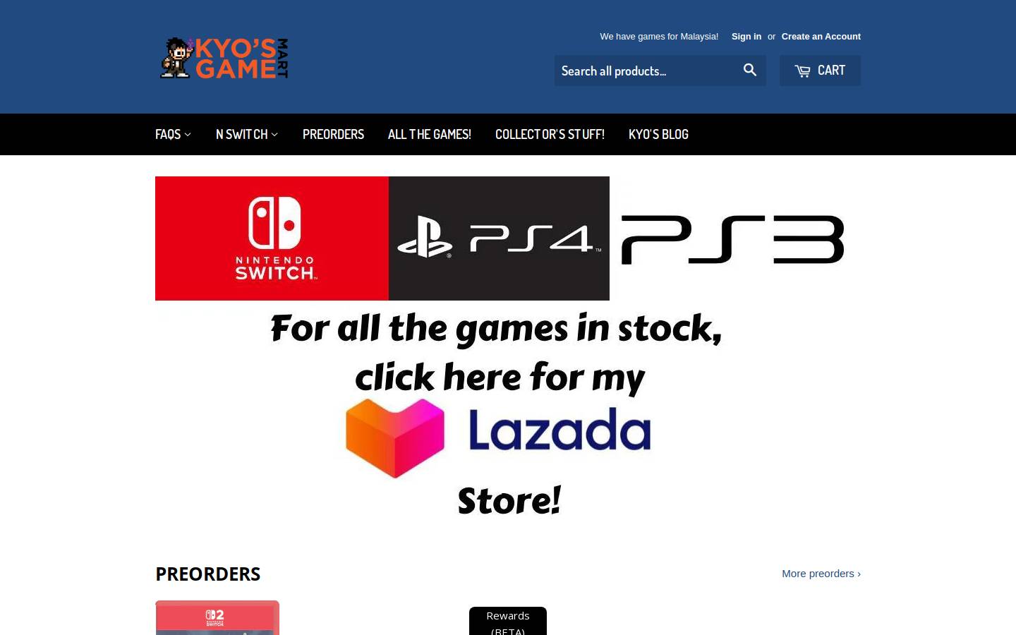 kyosgamemart.com homepage screenshot