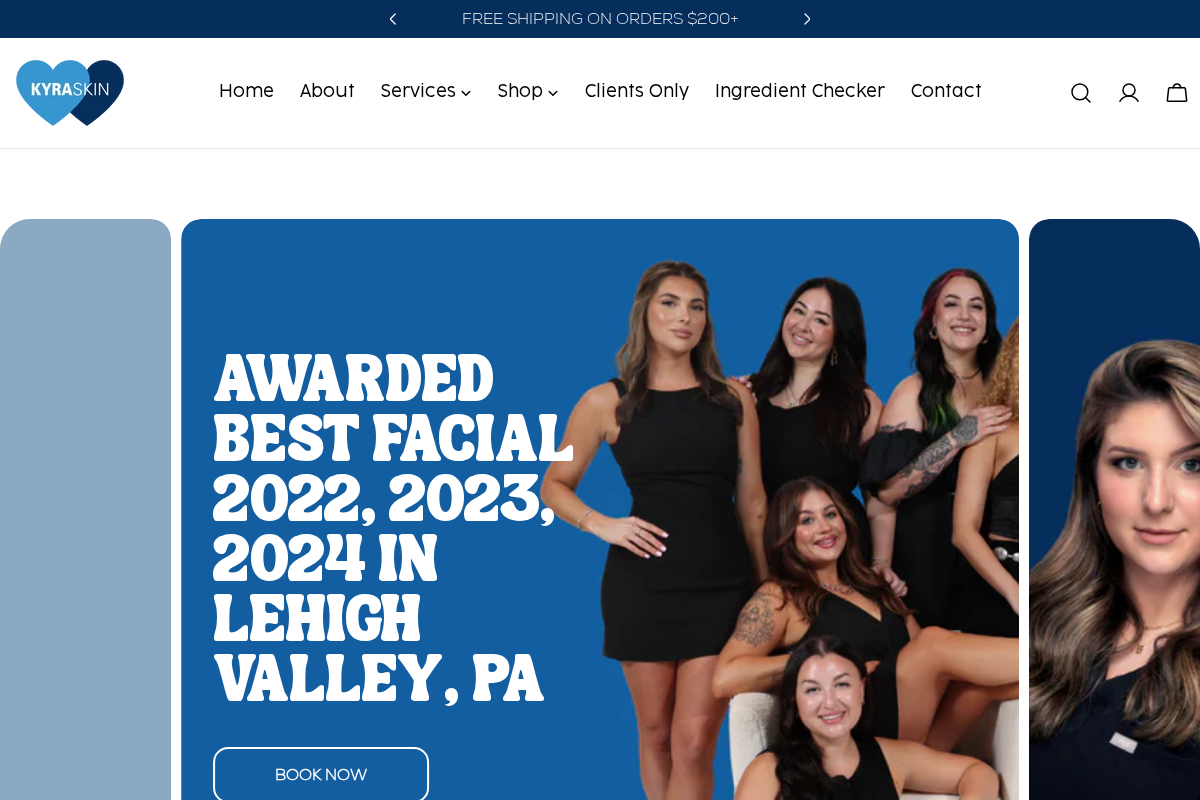 KYRASKIN Med Spa homepage screenshot