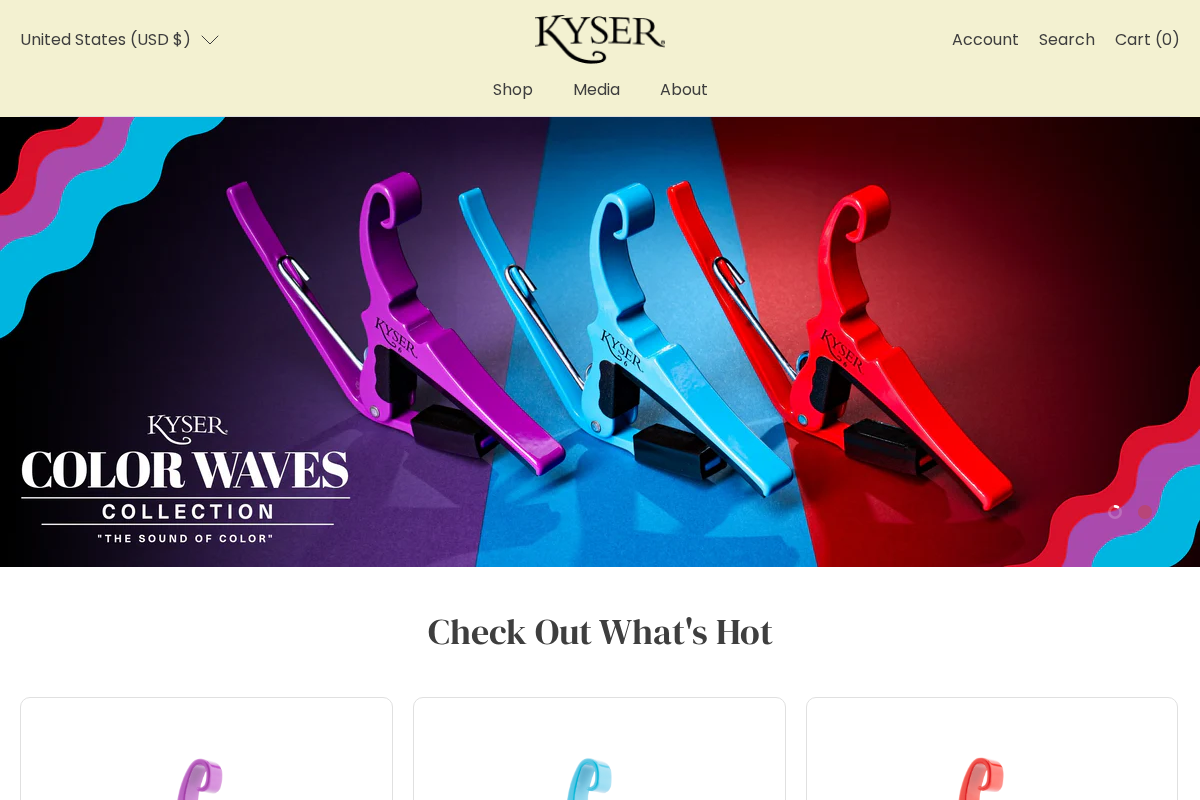 Kyser Musical Products homepage screenshot