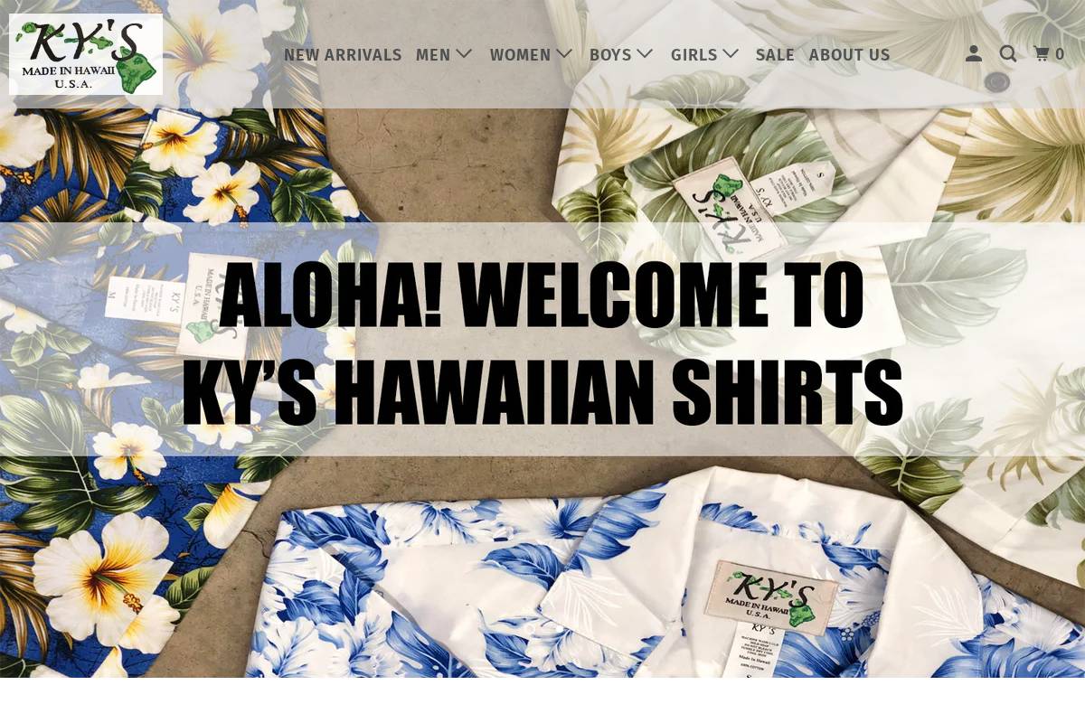 kyshawaiianshirts.com homepage screenshot