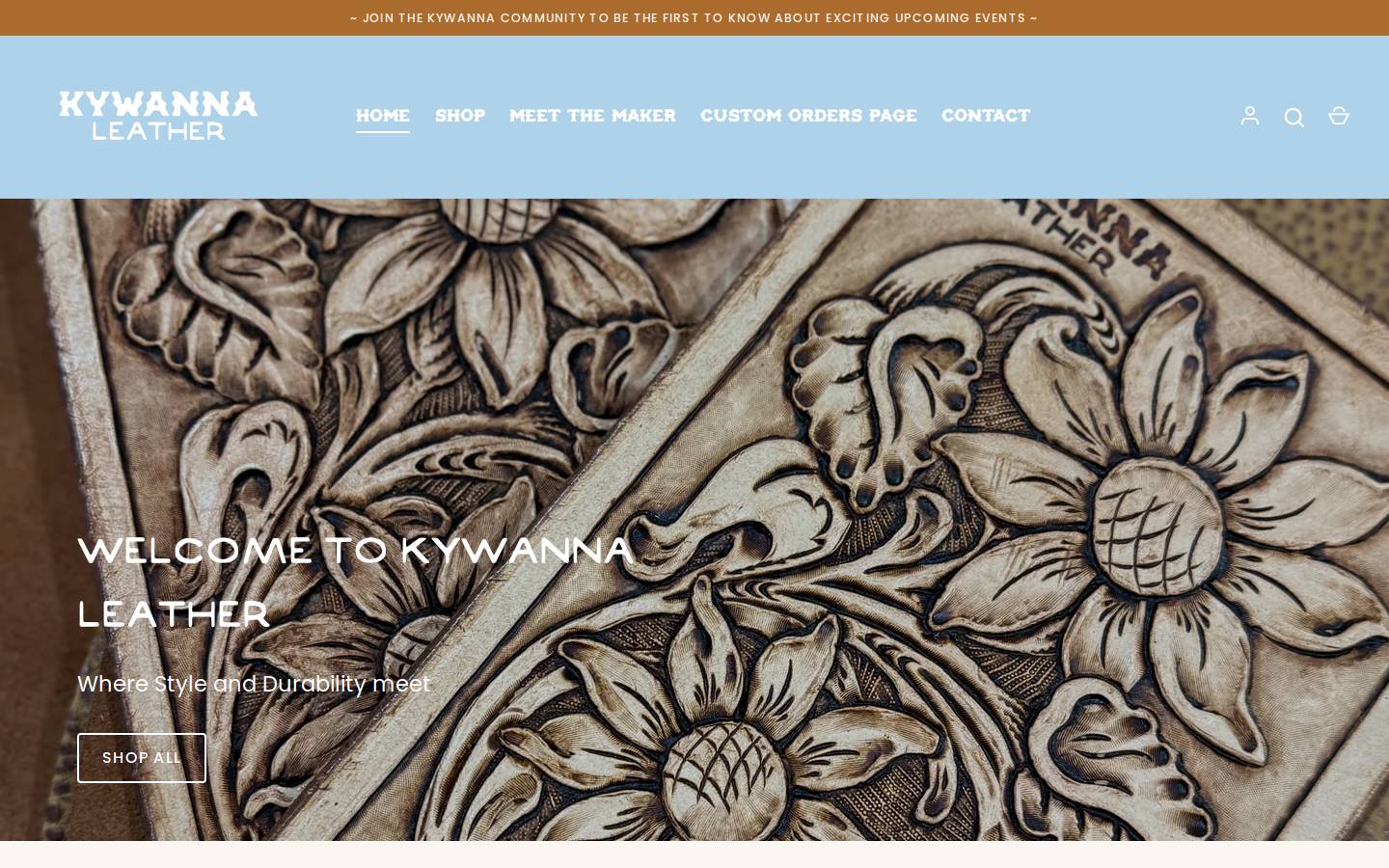 kywannaleatherwork.com homepage screenshot