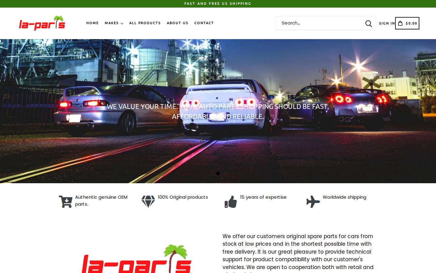La-Parts.com homepage screenshot