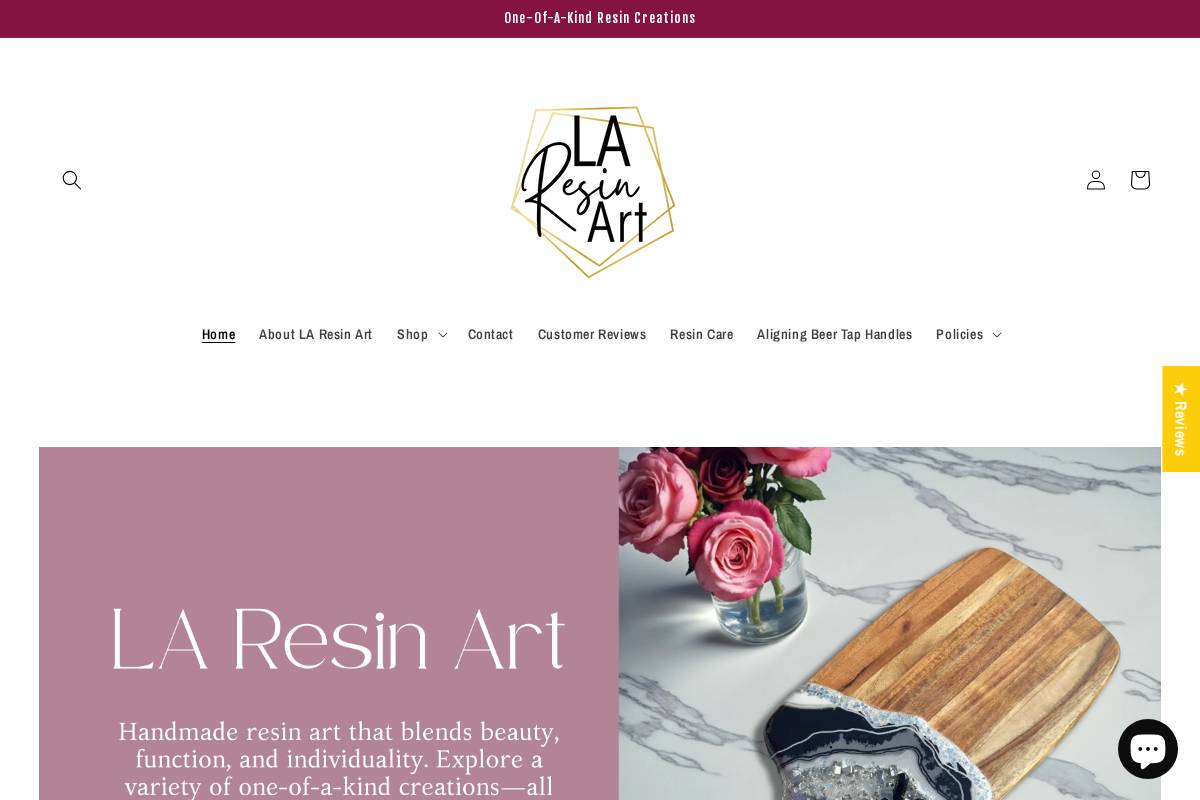 la-resin-art.com homepage screenshot