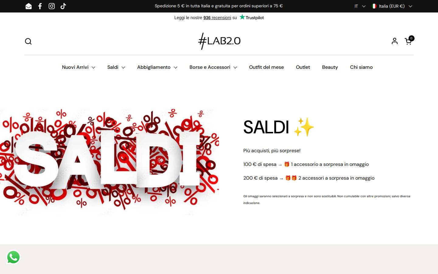 Lab 2.0 Shop homepage screenshot