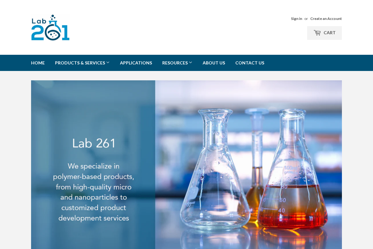 Lab 261 homepage screenshot