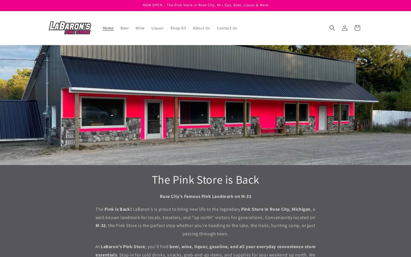labaronspinkstore.com homepage screenshot