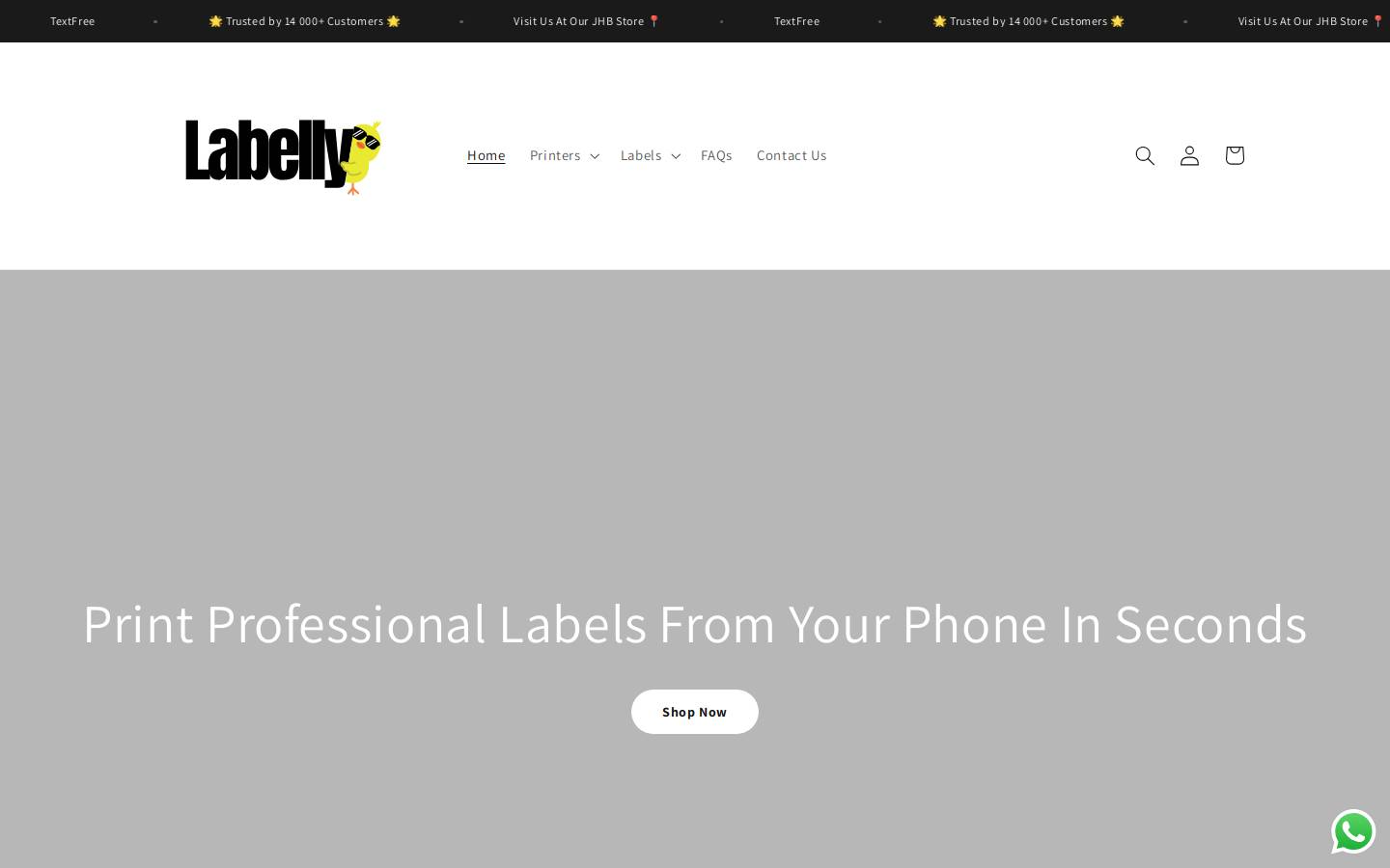 labelly.co.za homepage screenshot