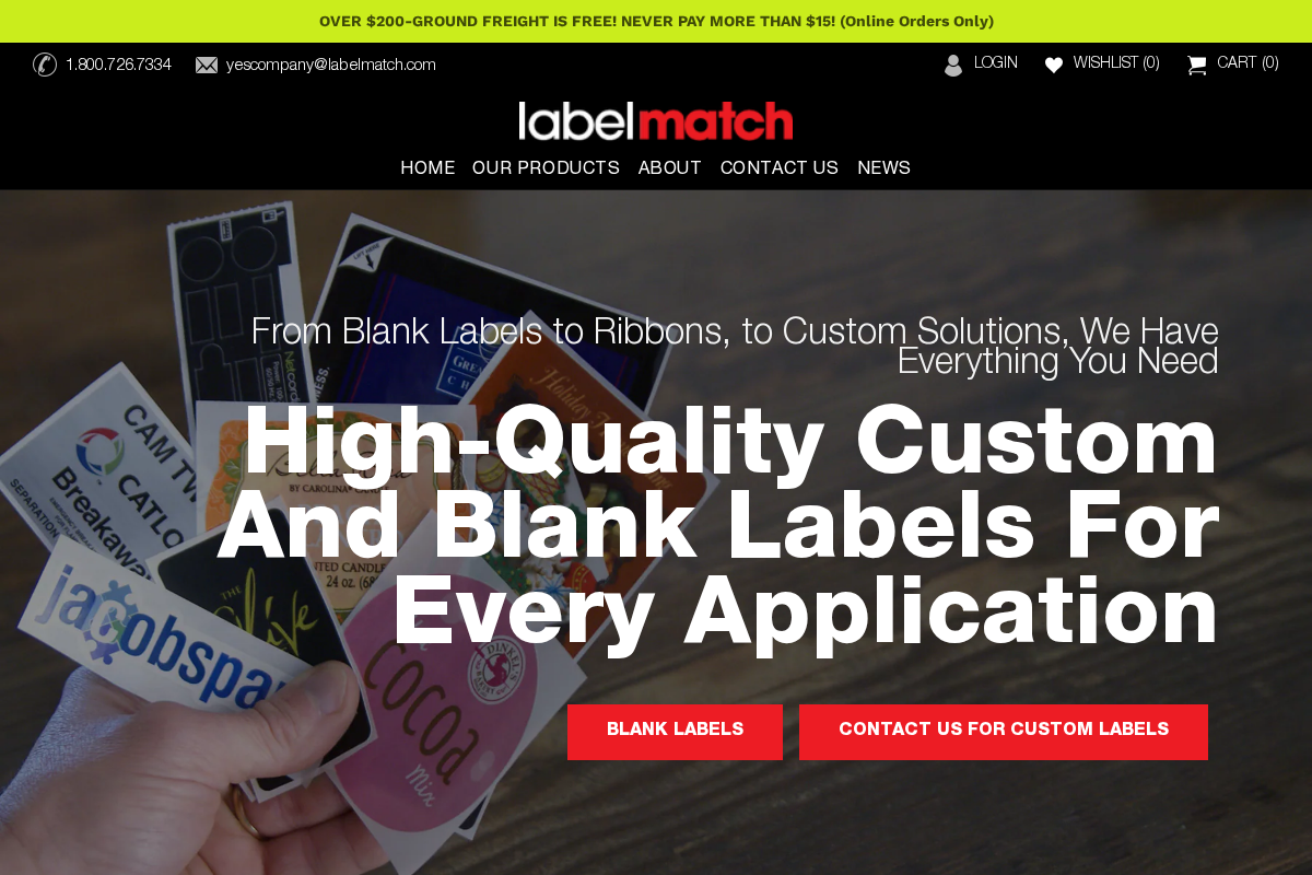 Labelmatch.com homepage screenshot