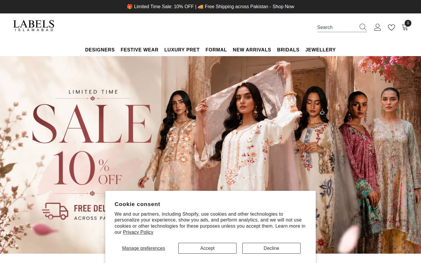 labelsislamabad.com homepage screenshot