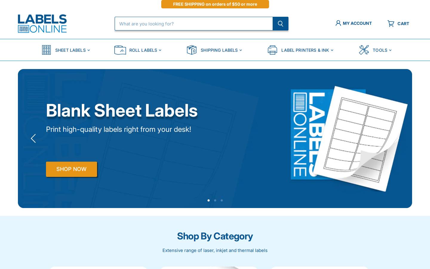 labelsonline.com homepage screenshot