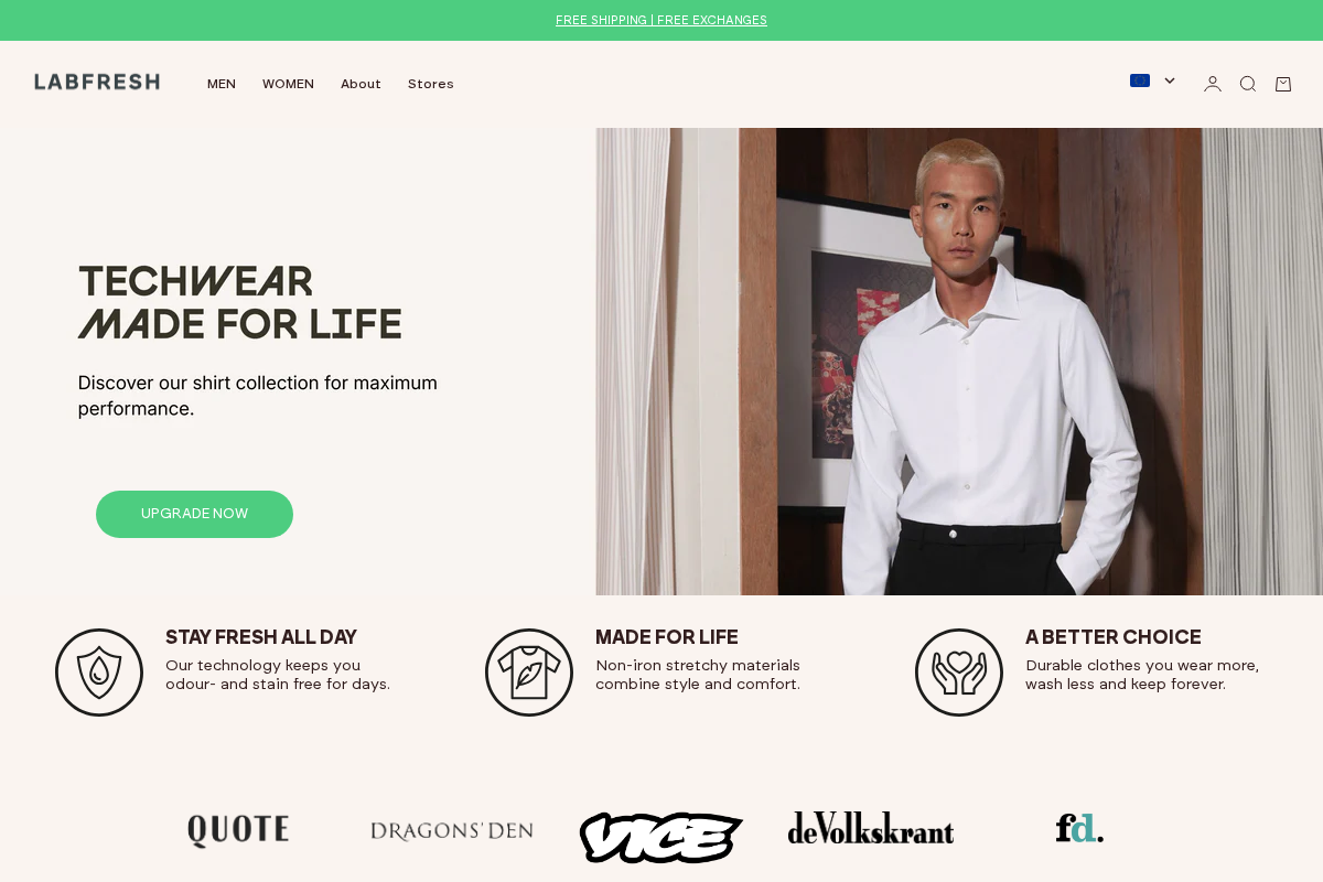 LABFRESH homepage screenshot
