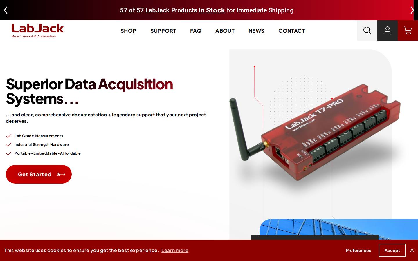 LabJack homepage screenshot