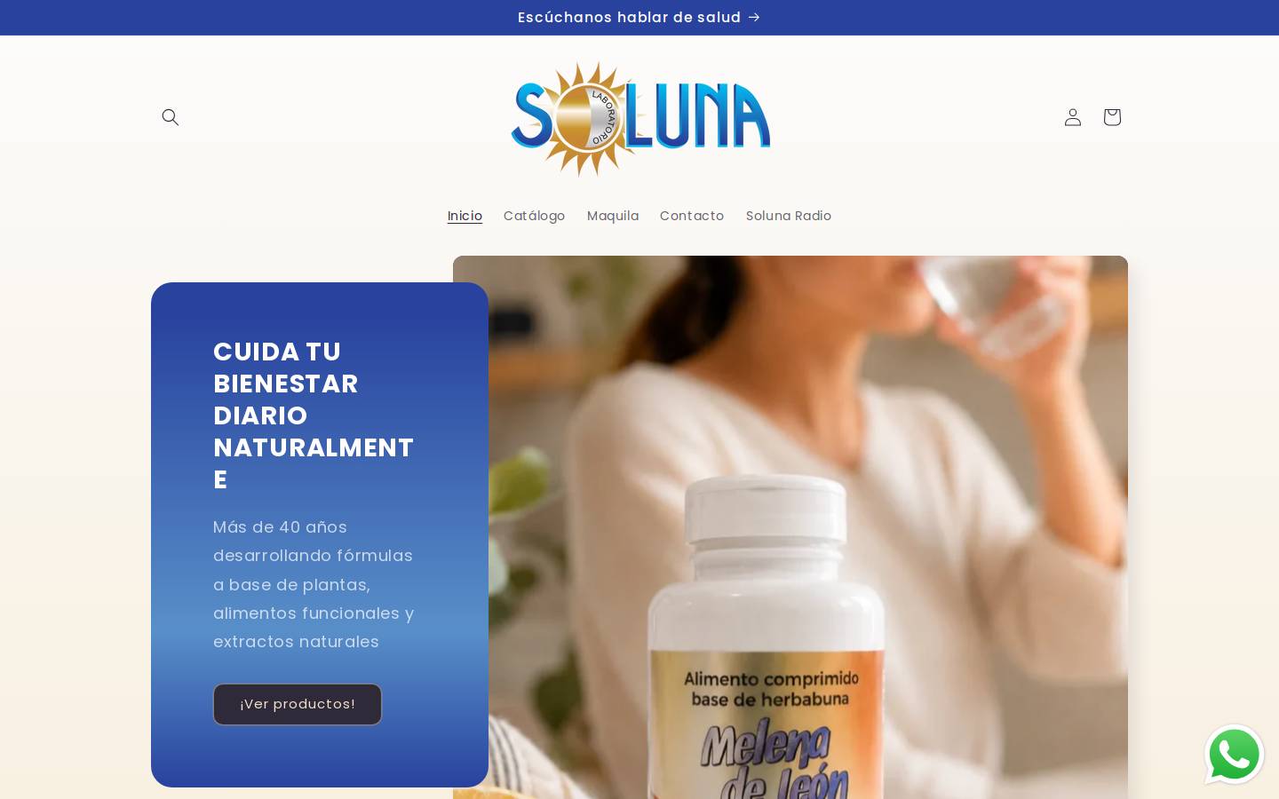 laboratoriosoluna.com homepage screenshot