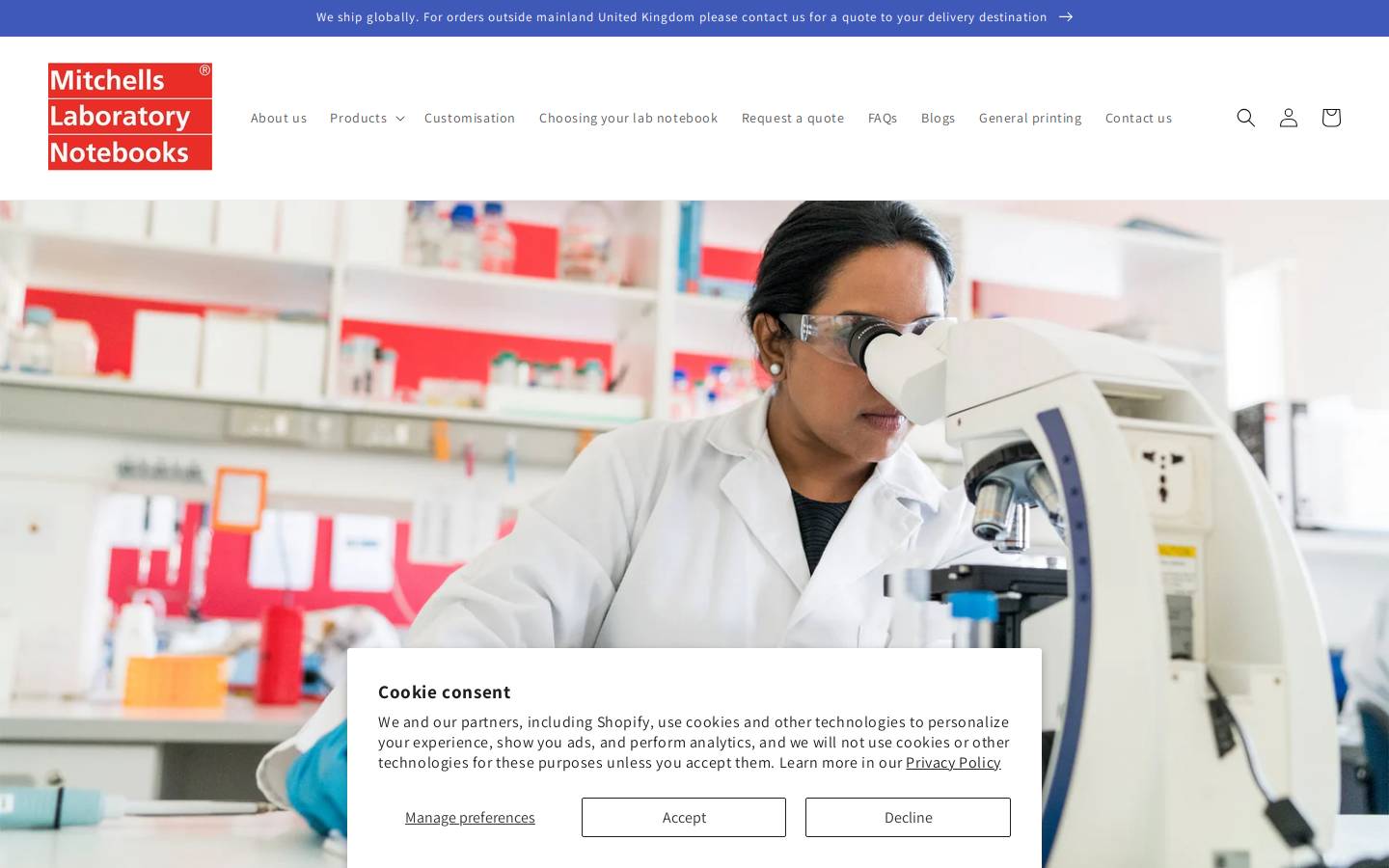 laboratorynotebooks.co.uk homepage screenshot