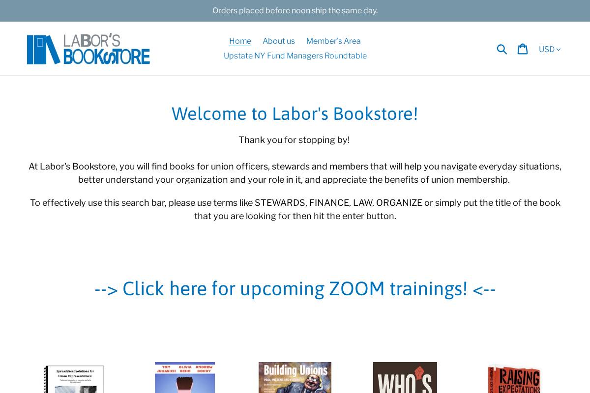 laborsbookstore.com homepage screenshot