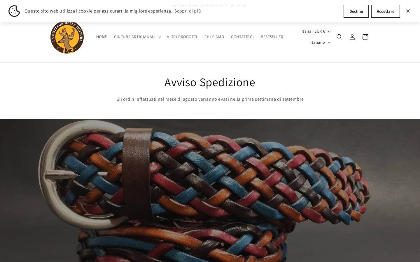 La Bottega della Cintura homepage screenshot