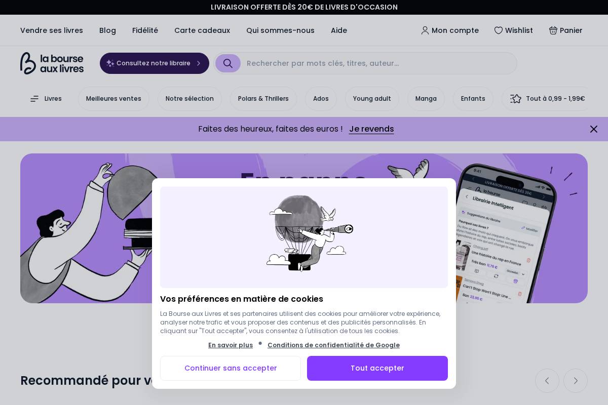 La Bourse aux Livres homepage screenshot