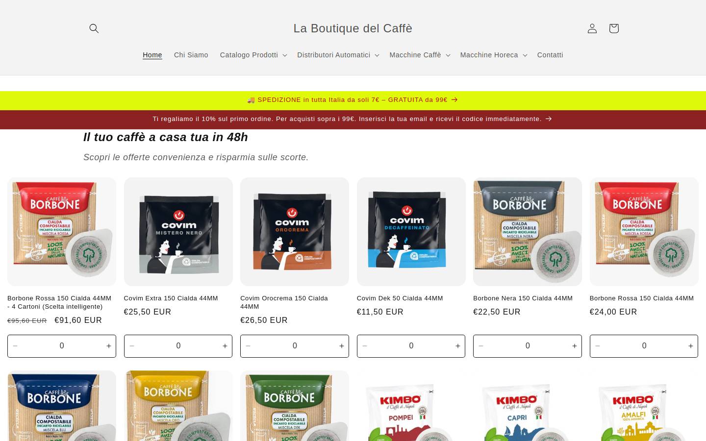 laboutiquedelcaffe.com homepage screenshot