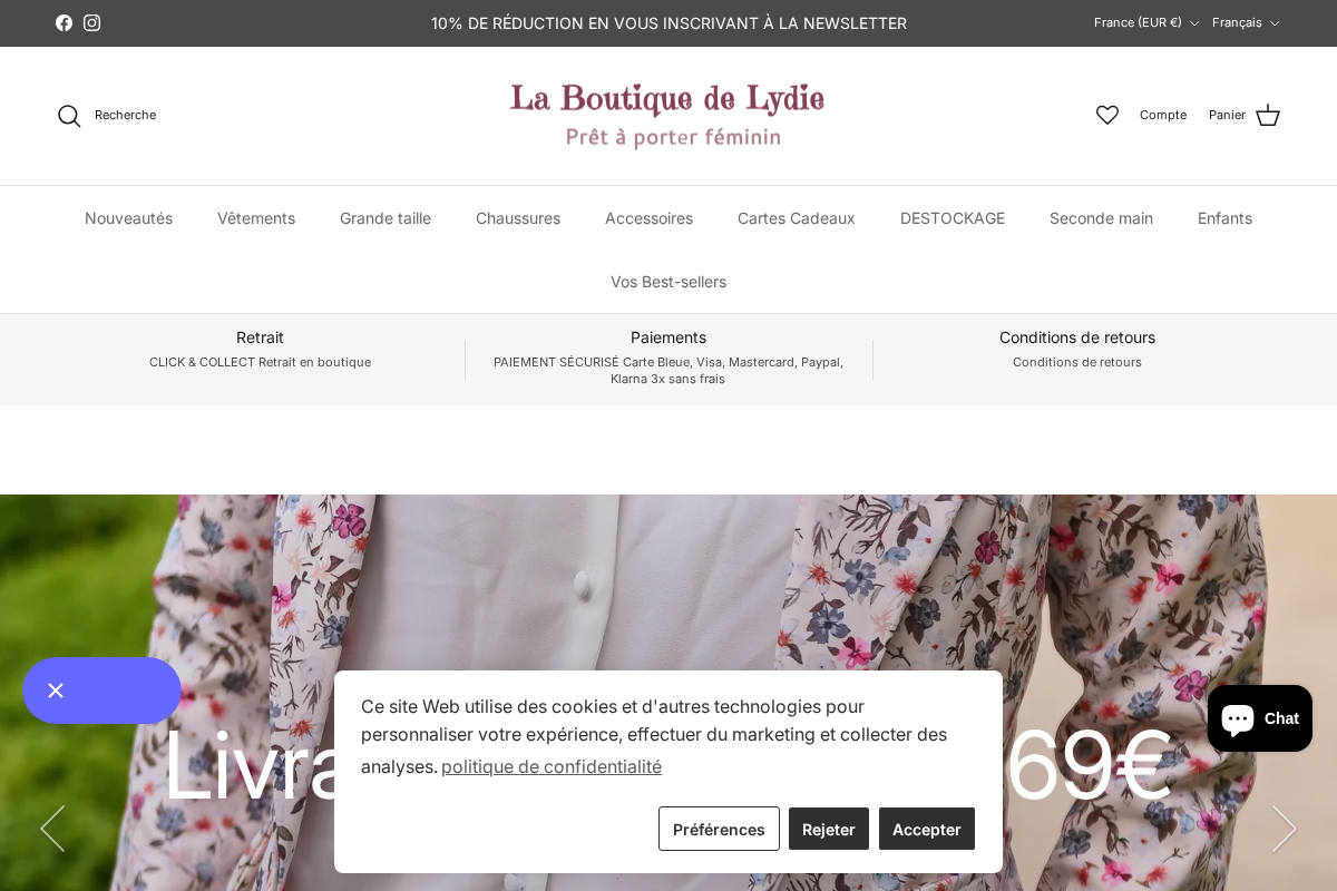 La Boutique de Lydie homepage screenshot