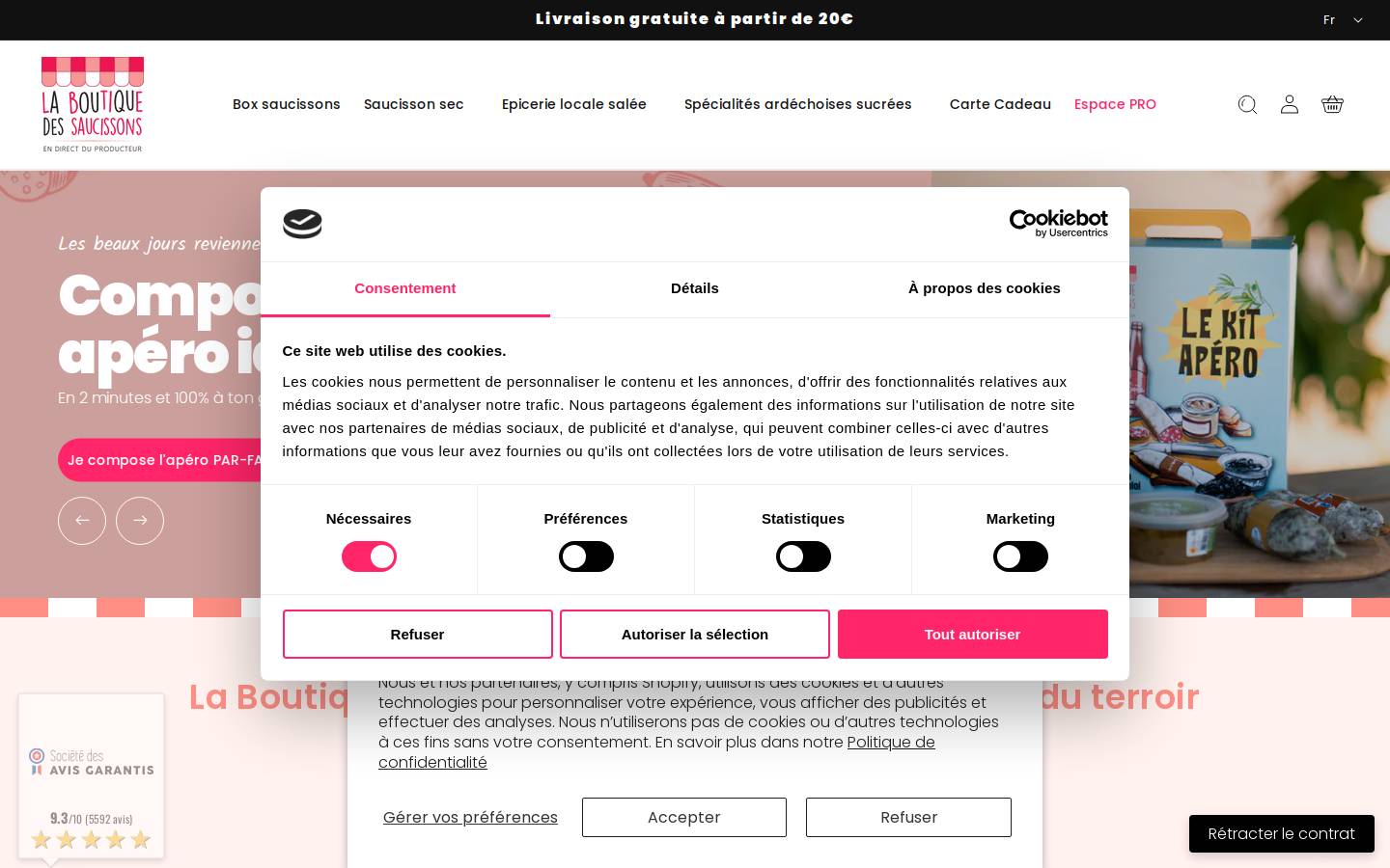 La Boutique des Saucissons homepage screenshot