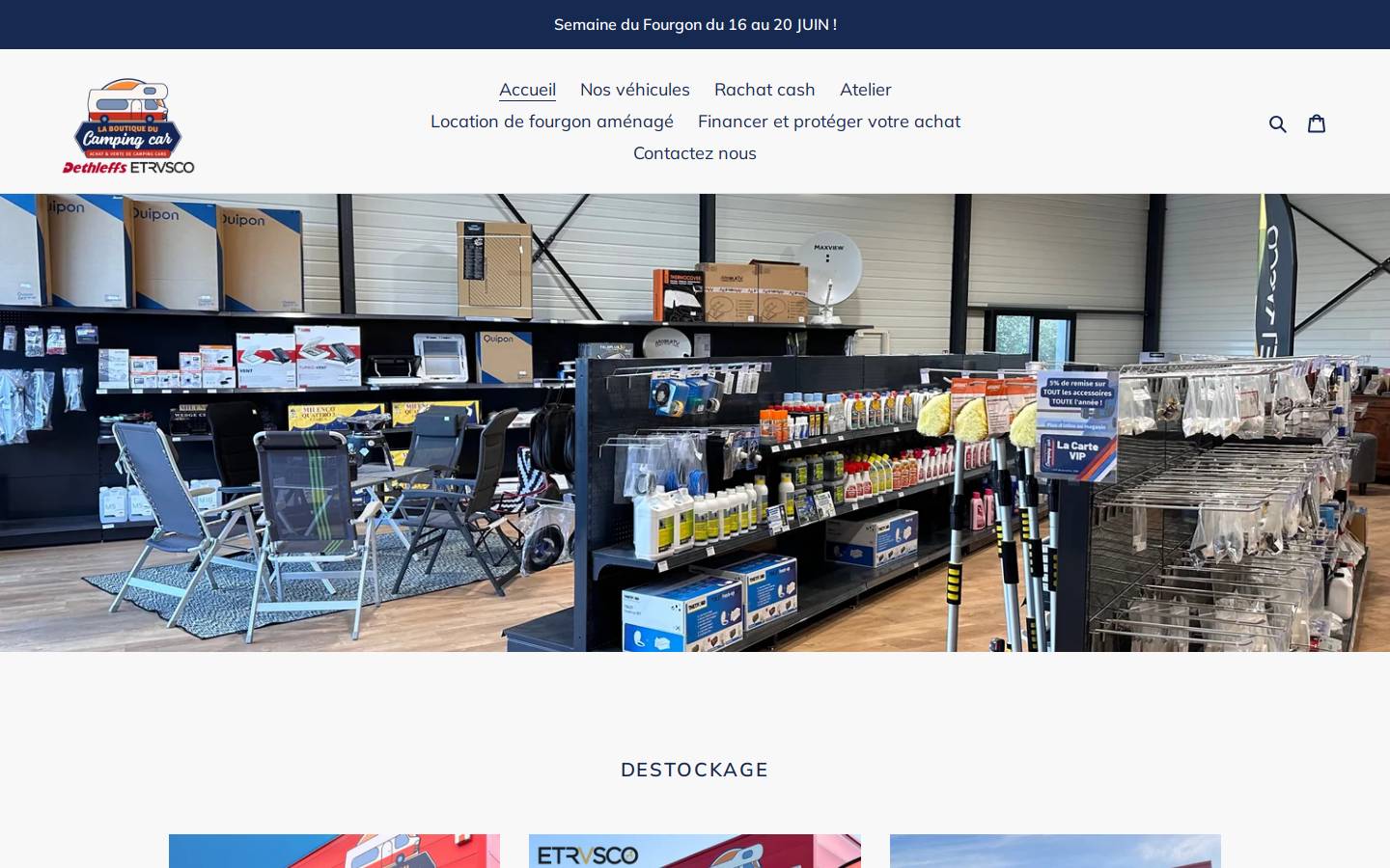 laboutiqueducampingcar.com homepage screenshot