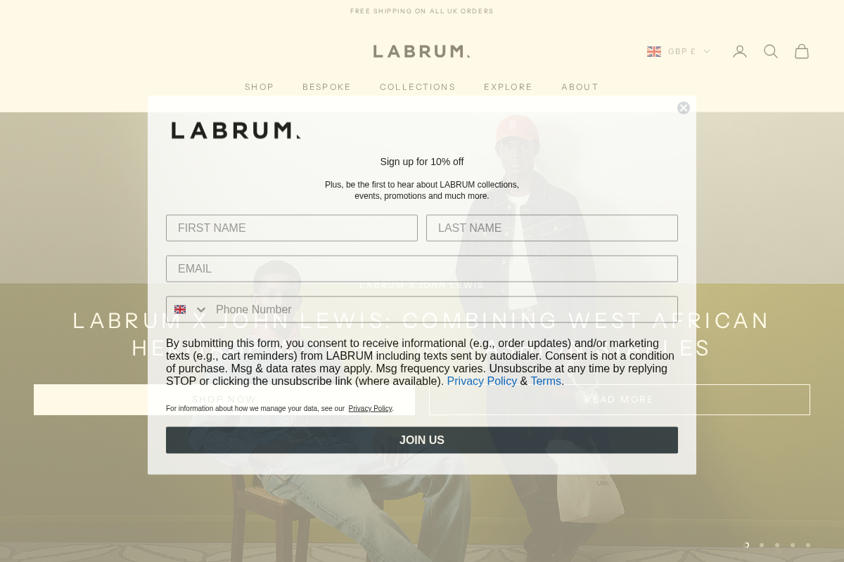 Labrum London homepage screenshot