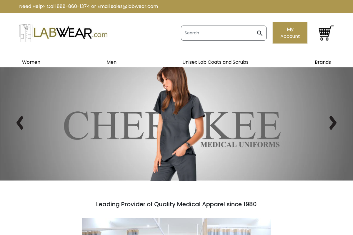 Labwear.com homepage screenshot