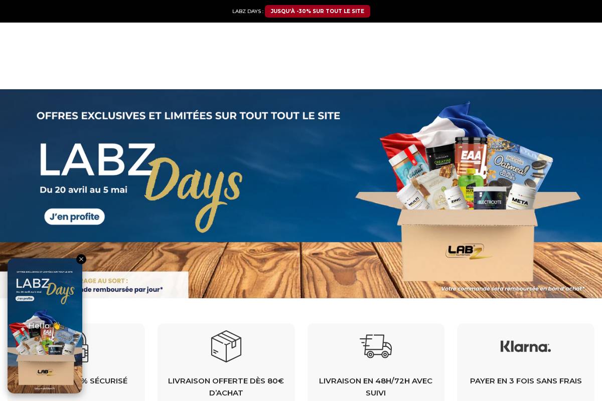 Labz Nutrition homepage screenshot