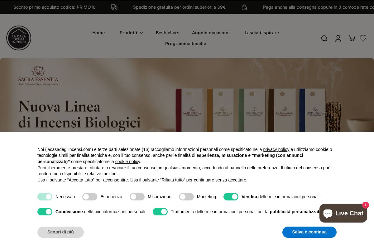 La Casa Degli Incensi homepage screenshot
