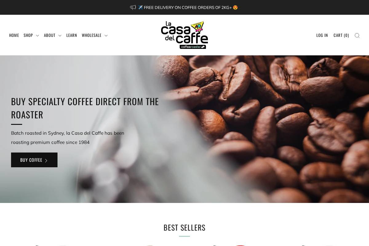 lacasadelcaffe.com.au homepage screenshot