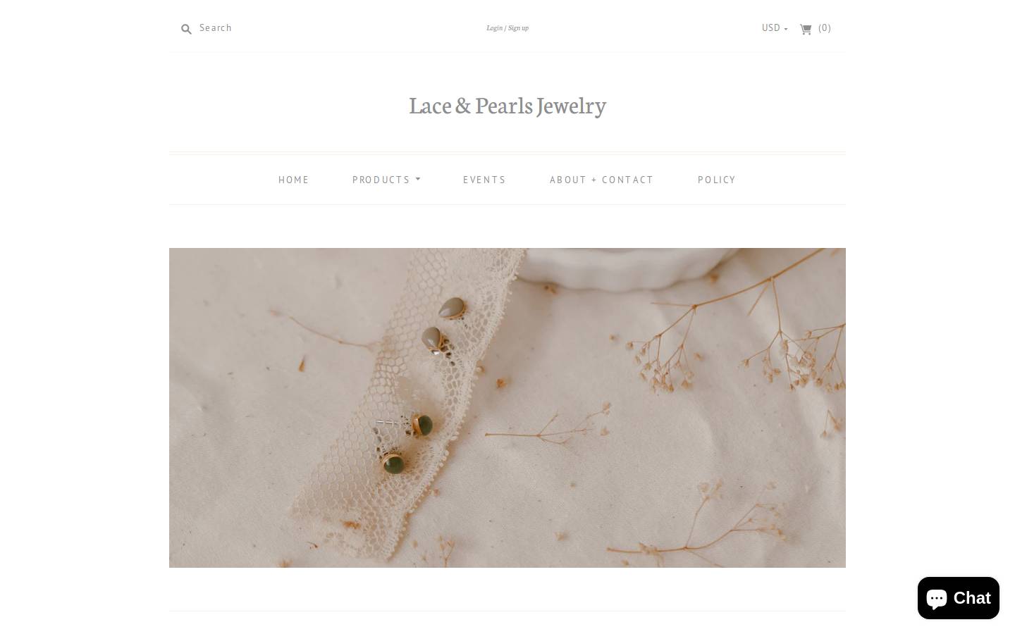 laceandpearlsjewelry.com homepage screenshot