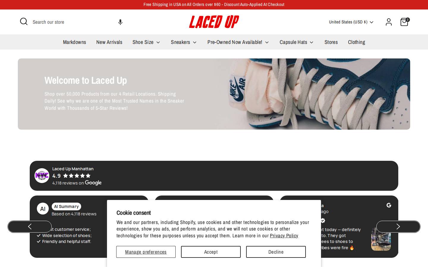Laced Up New York homepage screenshot