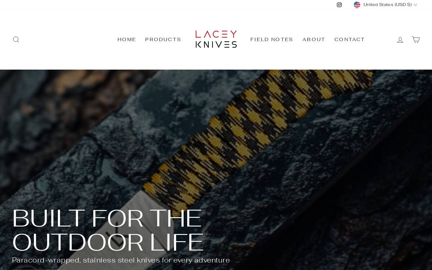laceyknives.com homepage screenshot