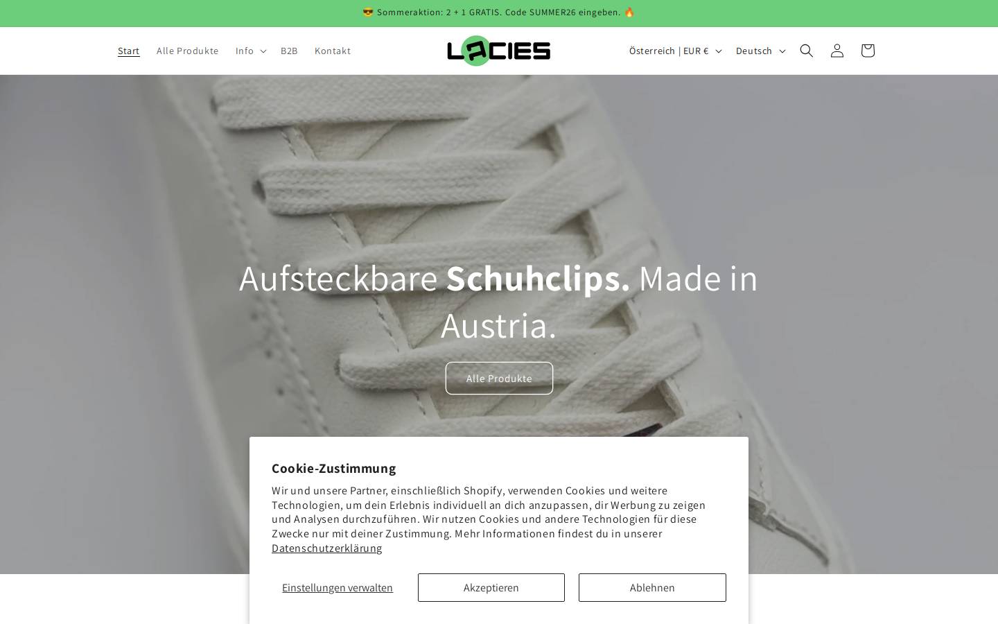 lacies.at homepage screenshot
