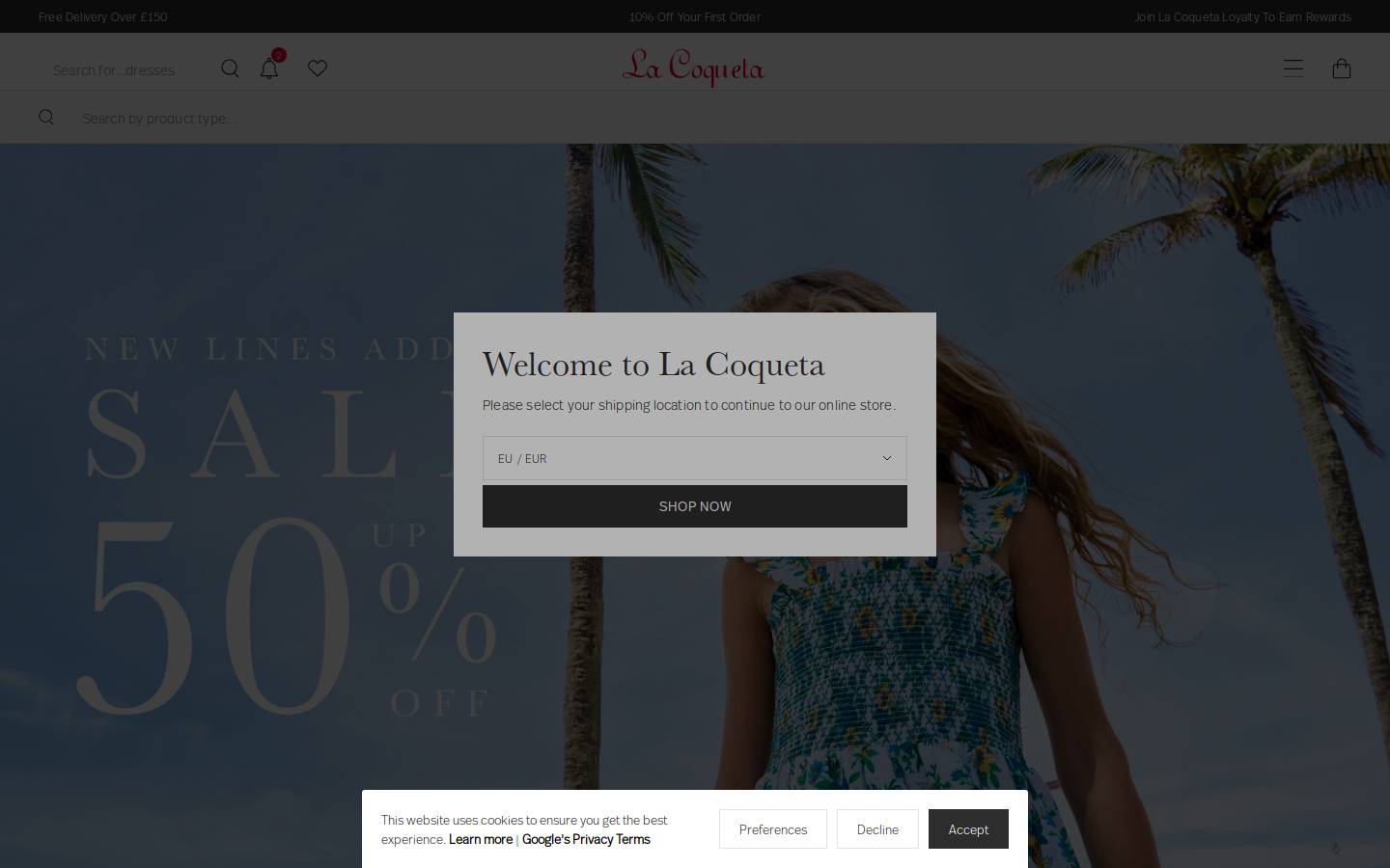 La Coqueta homepage screenshot