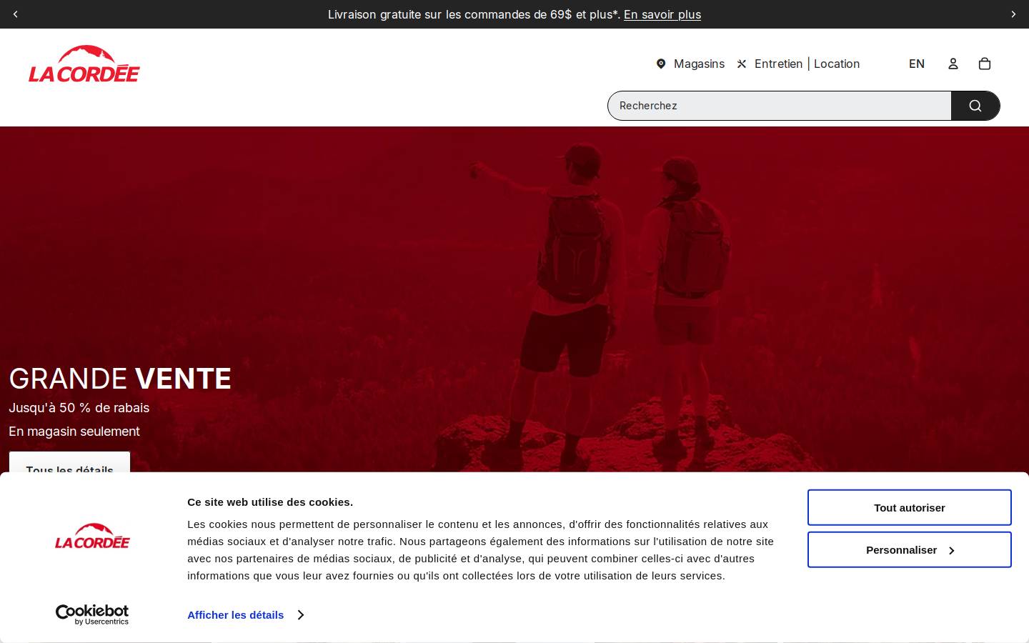 La Cordée homepage screenshot