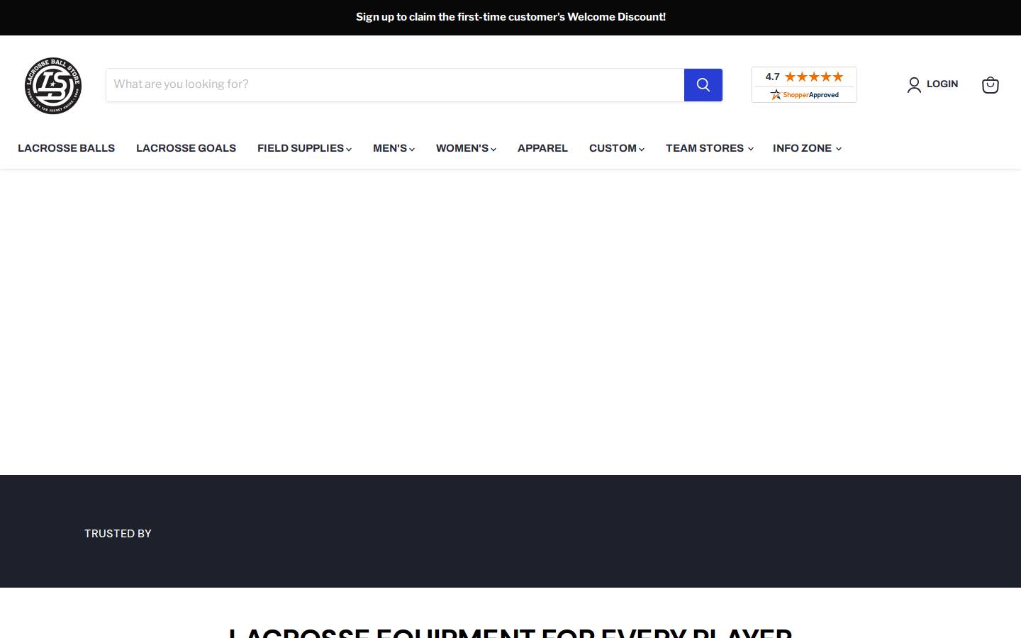 LacrosseBallStore.com homepage screenshot