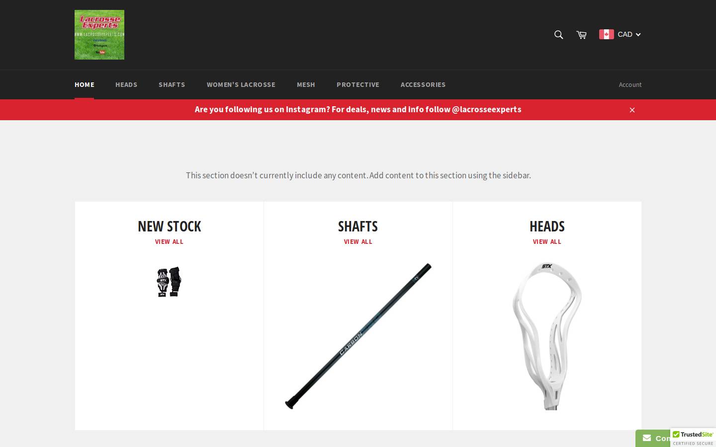 lacrosseexperts.com homepage screenshot