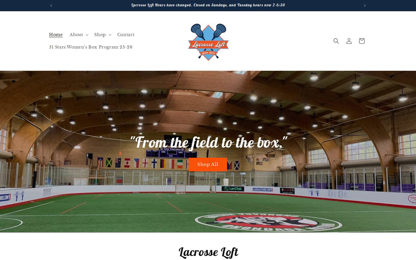 lacrosseloft.com homepage screenshot