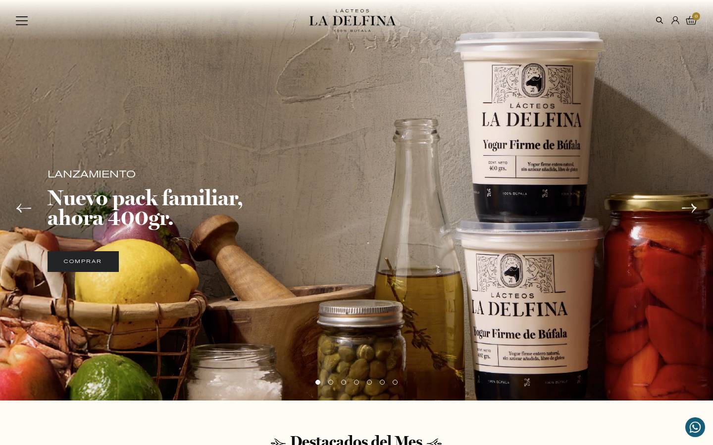 lacteosladelfina.com.ar homepage screenshot