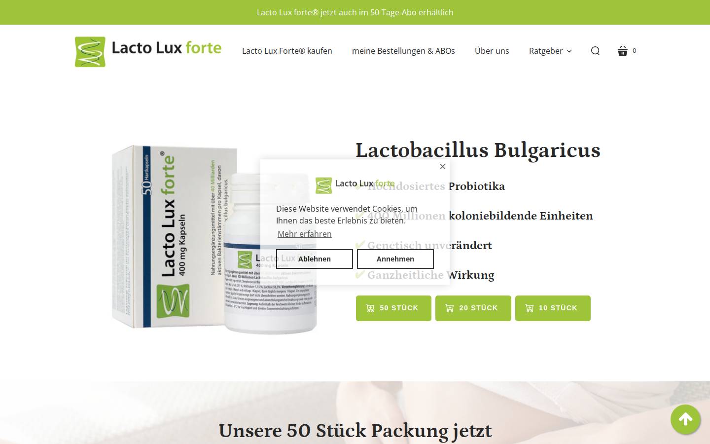 lactolux.com homepage screenshot