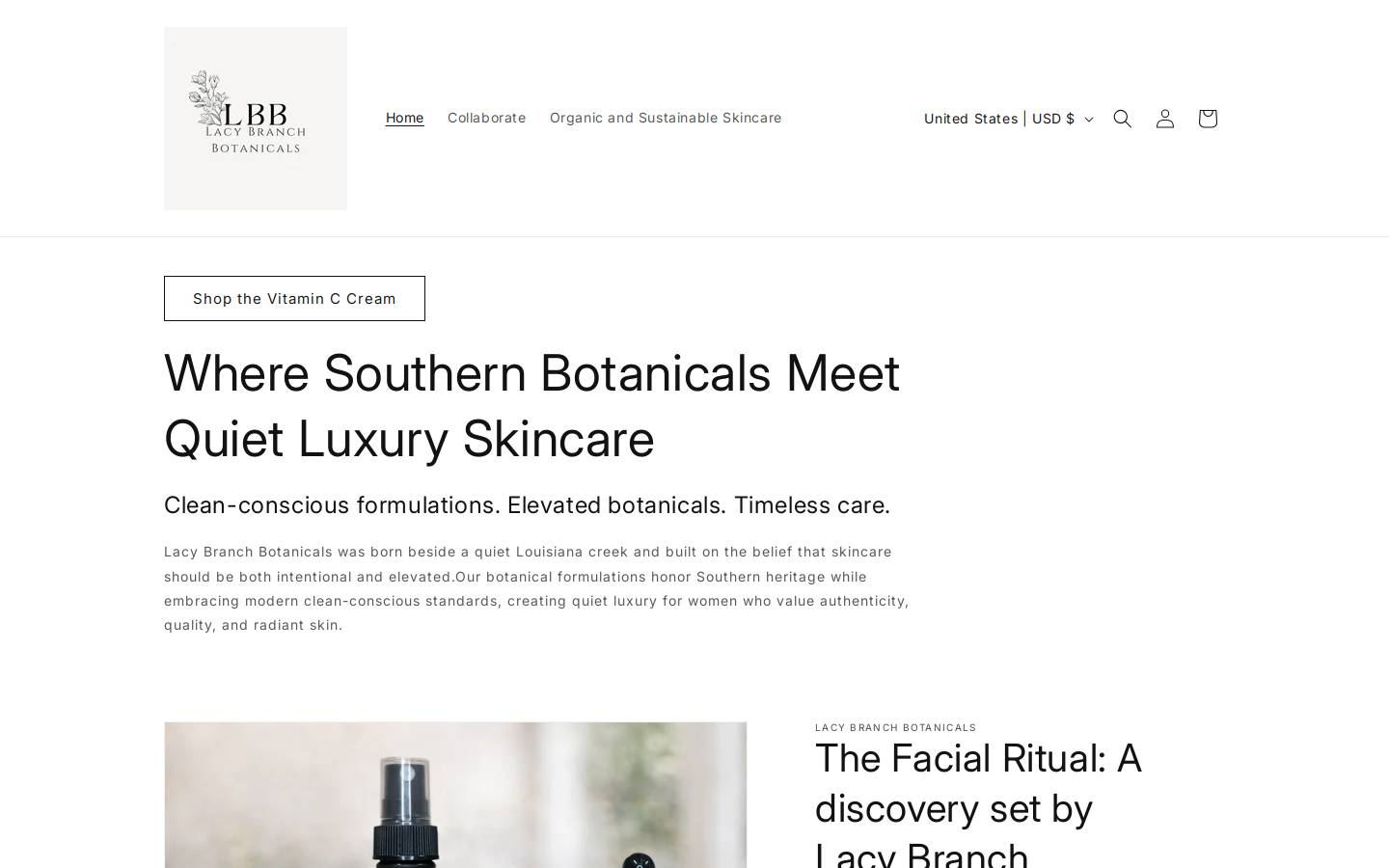 lacybranchbotanicals.com homepage screenshot