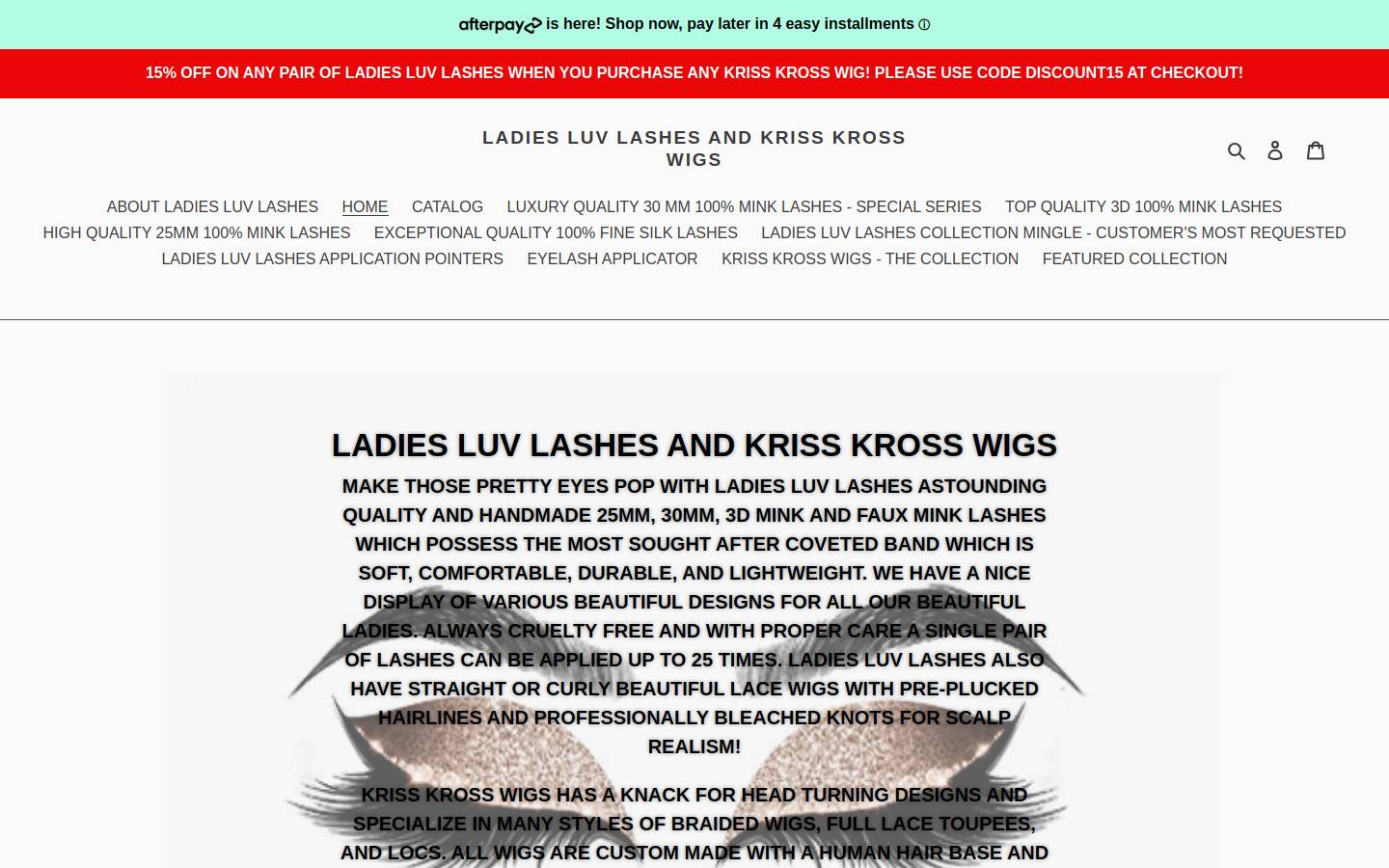 ladiesluvlashes.com homepage screenshot