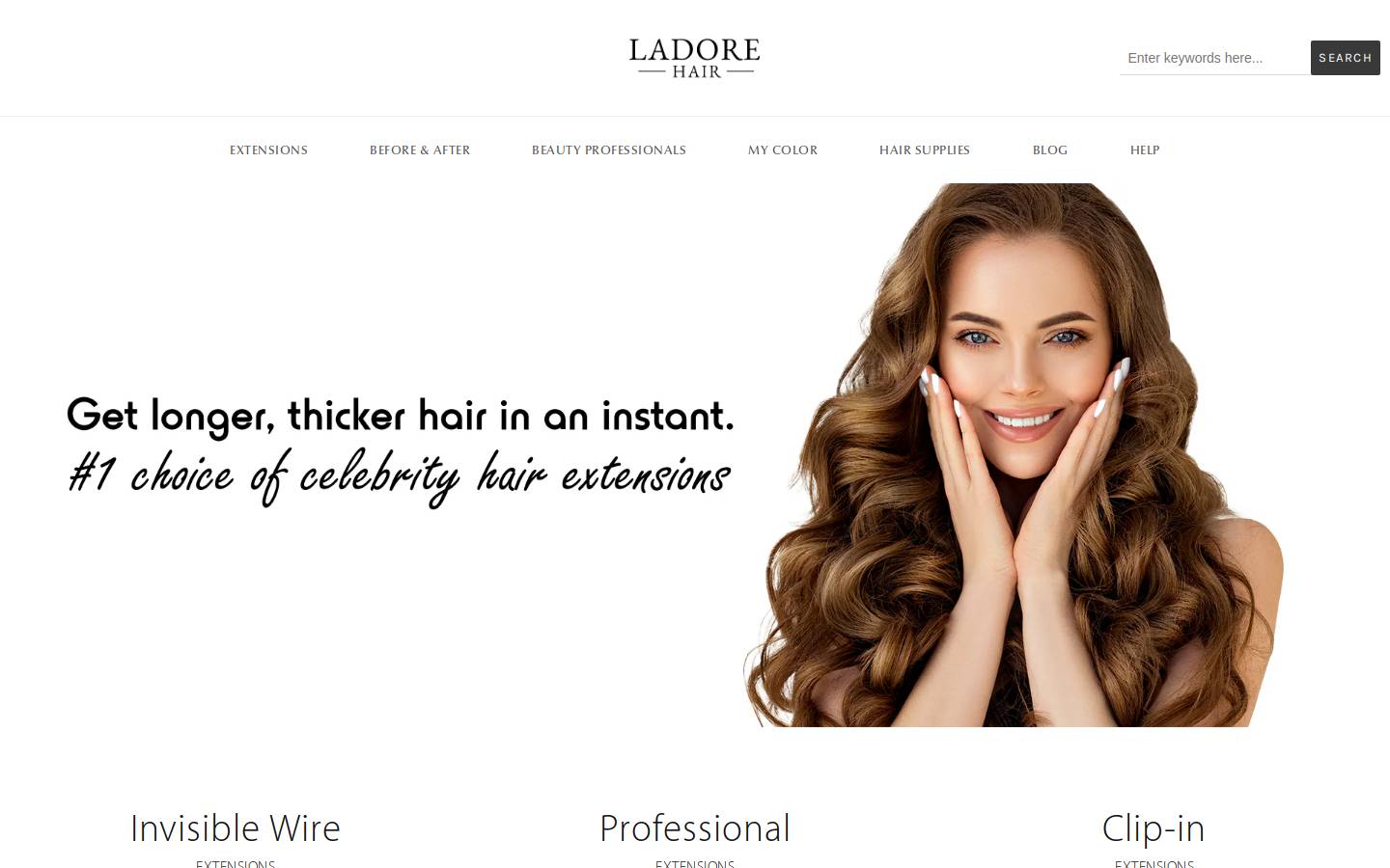 ladorehair.com homepage screenshot