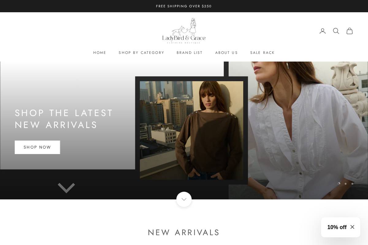 ladybirdandgrace.com homepage screenshot