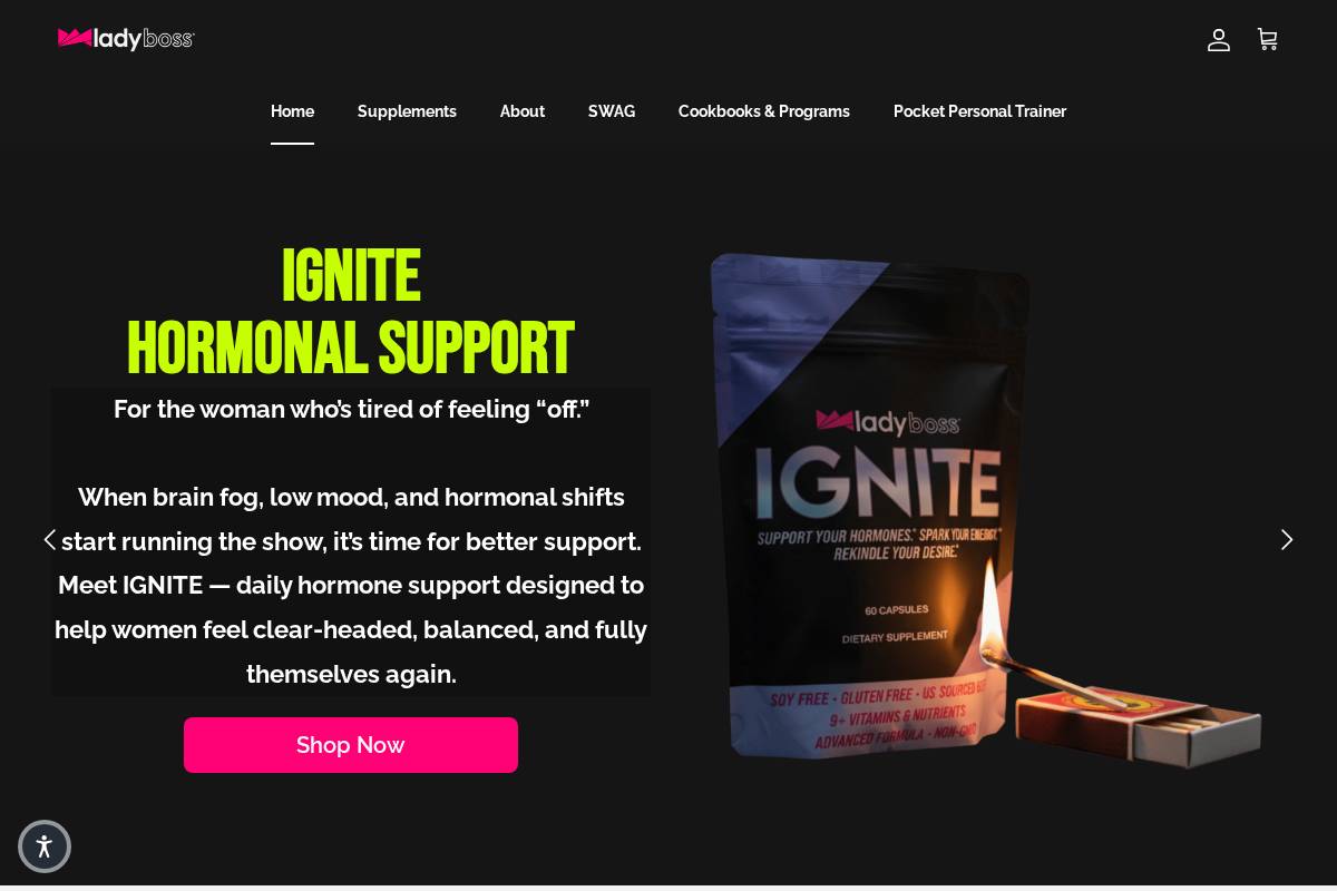 LadyBoss Women's Health and Lifestyle homepage screenshot