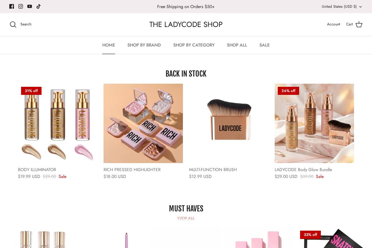 ladycodeshop.com homepage screenshot