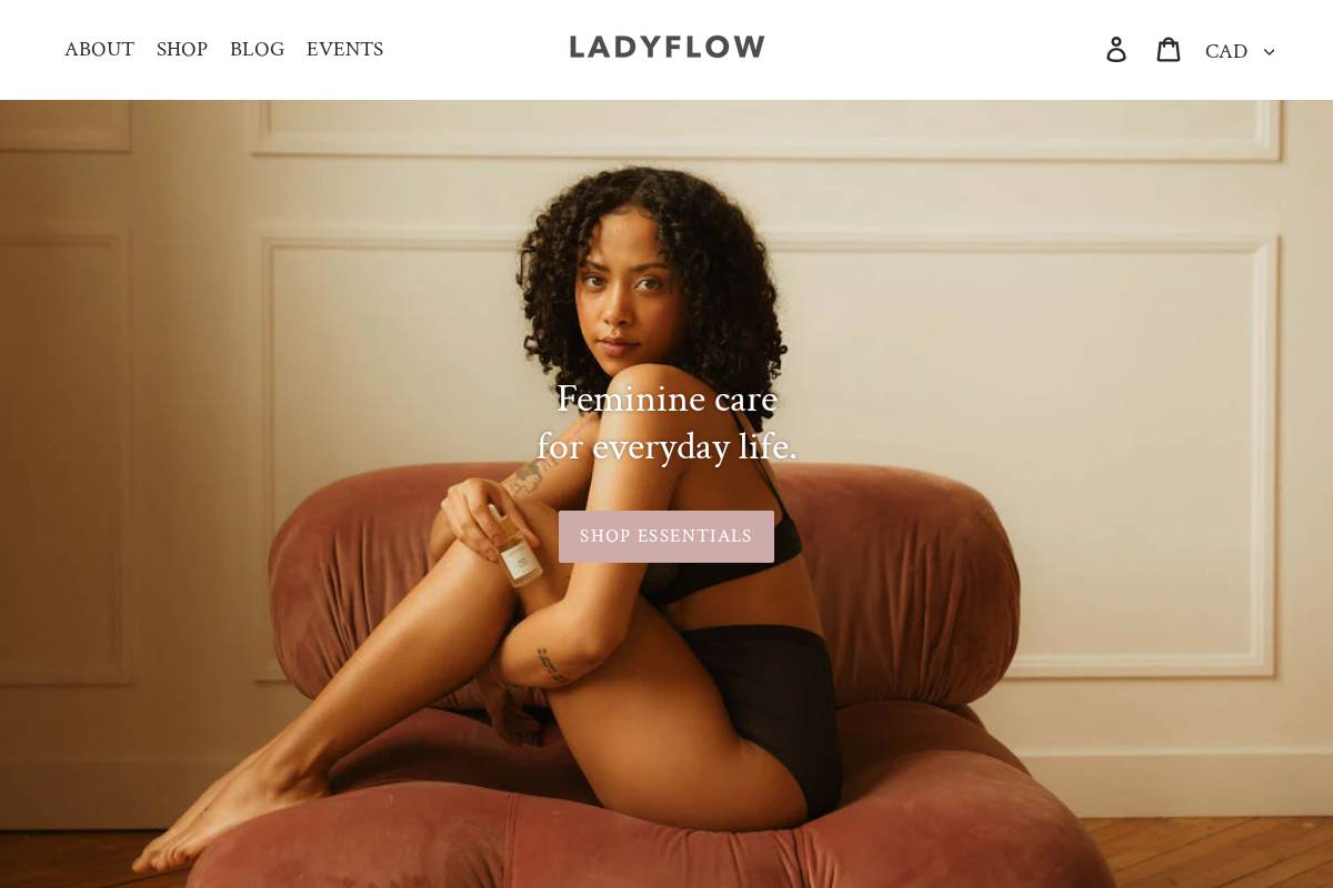 ladyflow.com homepage screenshot